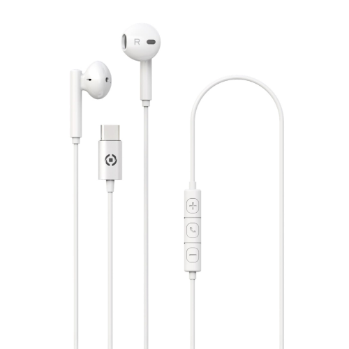 CELLY UP1100TYPECWH AURICOLARI STEREO IN-EAR A FILO CON MICROFONO TASTO DI RISPOSTA E CONTROLLO VOLUME BIANCO
